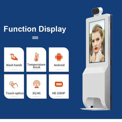 Cyfrowy wyświetlacz reklamowy TFT LCD z dozownikiem środka dezynfekującego do rąk i kioskiem do kontroli temperatury termicznej